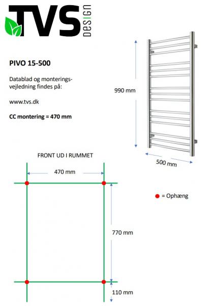 TVS Pivo 15 håndklædetørrer - 50x99 cm - Hvid
