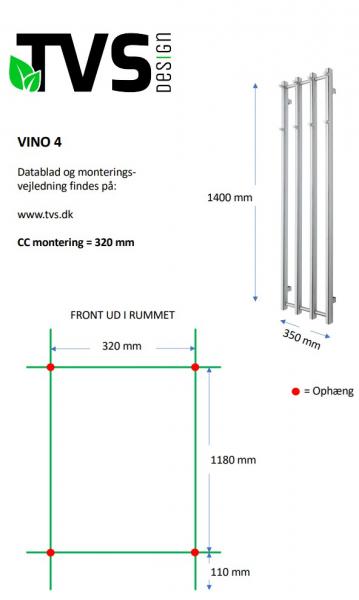 TVS Vino 4 håndklædetørrer - 35x140 cm - Krom