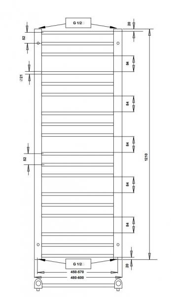 Strømberg Fabero håndklædetørrer til kombidrift - 60x121 cm - Krom
