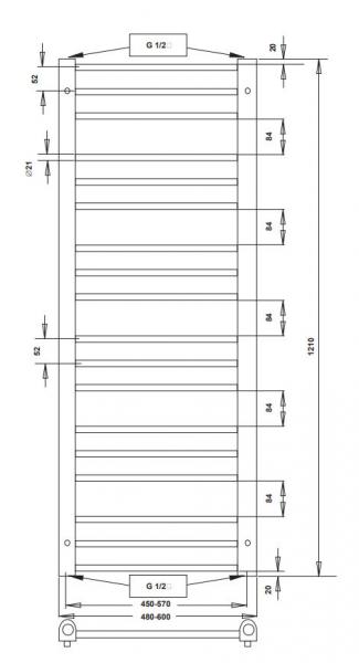 Strømberg Fabero el-håndklædetørrer - 48x121 cm - Krom