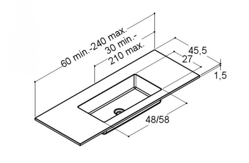 Dansani YOU Minore møbelvask specialmål B100-119 cm - Hvid mat