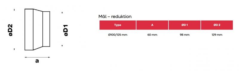 Duka Reduktion &Oslash;100-125mm - Hvid plast