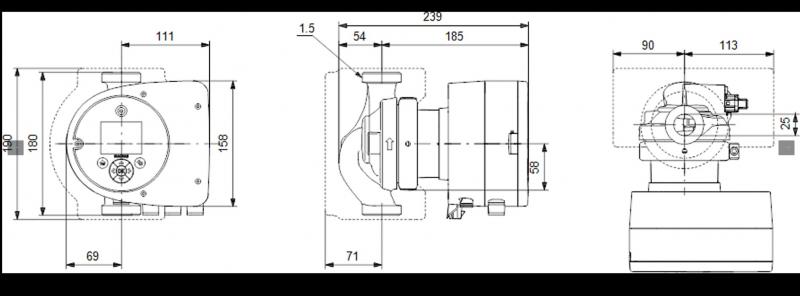 Grundfos MAGNA3 pumpe 25-40 N 180mm