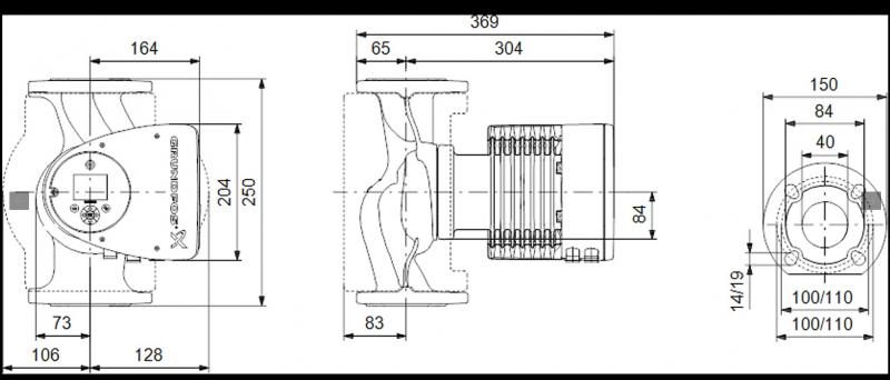 Grundfos MAGNA3 40-120 F cirkulationspumpe 250 mm