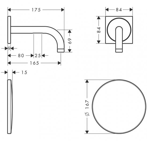 AXOR Uno2 elektronisk HV-armatur t/indbygning - 165 mm - Børstet guld-optik