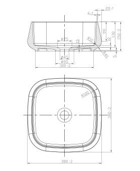 Primy S3 38 Solid Surface fritstående bowlevask - Uden overløb - Hvid mat