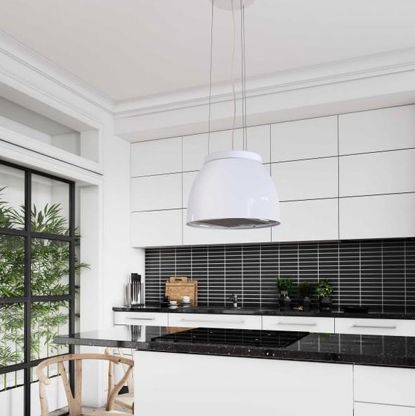 Eico Luna W - Link-2 frithængende wirehængt emhætte - Pearl white