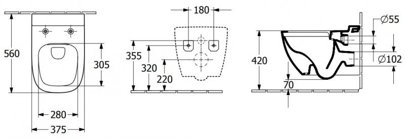 Villeroy & Boch Antheus Rimless hængeskål m/Ceramic+ - Hvid