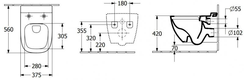 Villeroy & Boch Antheus Rimless hængeskål m/Ceramic+ - Mat hvid