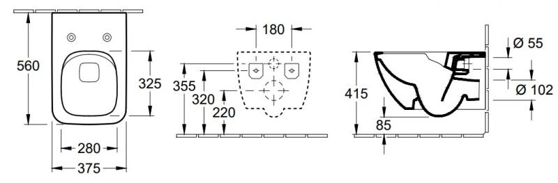 Villeroy & Boch Venticello Rimless hængeskål m/ Ceramic+ - Mat hvid