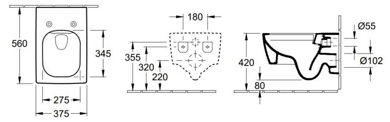 Villeroy & Boch Memento 2.0 Rimless v&aelig;gh&aelig;ngt toilet m/Ceramic+ - Gr&aring;