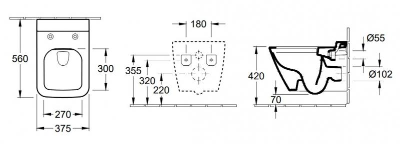 Villeroy & Boch Finion Rimless hængeskål m/ Ceramic+