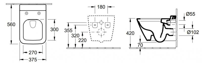 Villeroy & Boch Finion Rimless hængeskål m/ Ceramic+ - Mat hvid