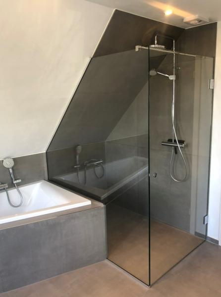 Bath bruseniche m/fast væg - Diamant klar glas m/Clarvista - Messing