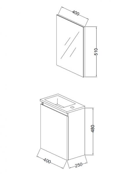 Nortiq Pisa 40 One-box møbelsæt m/låge og spejl - Halifax eg Nortiq Pisa 40 One-box møbelsæt m/låge og spejl - Halifax eg