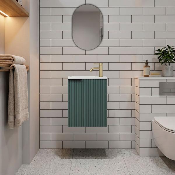 Nortiq Verona 40 One-box m&oslash;bels&aelig;t m/l&aring;ge og spejl - St&oslash;vet gr&oslash;n