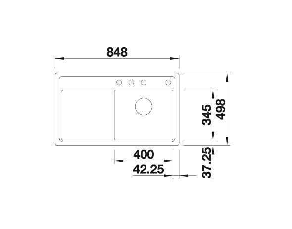 Blanco Zenar 45S-F k&oslash;kkenvask - H&oslash;jre - Soft-white