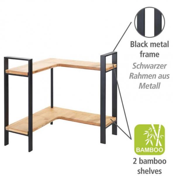 Wenko Lou hjørnereol t/køkkenbord - Sort/bambus