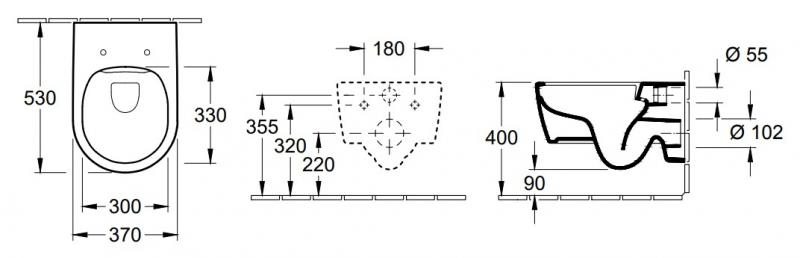 Villeroy & Boch Avento Rimless væghængt toilet m/Ceramic+ inkl. sæde - Hvid
