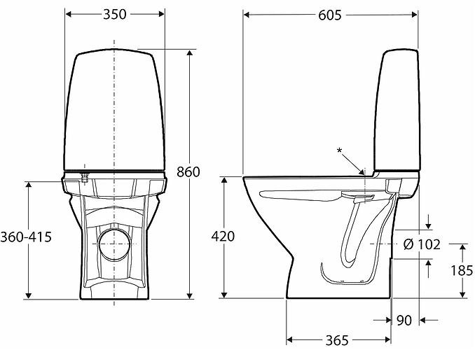 Ifö Sign toilet 6832 - Kort model m/Ifö clean og universallås