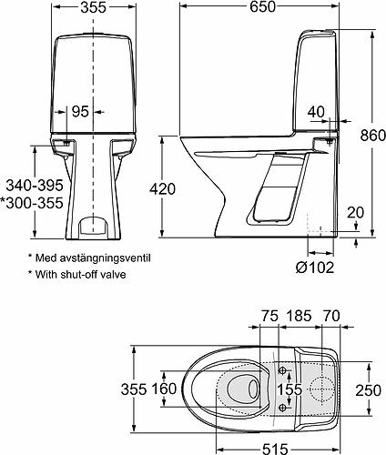 Ifö Spira gulvtoilet 6260 til limning m/Rimfree og Ifö Clean - Med S-lås