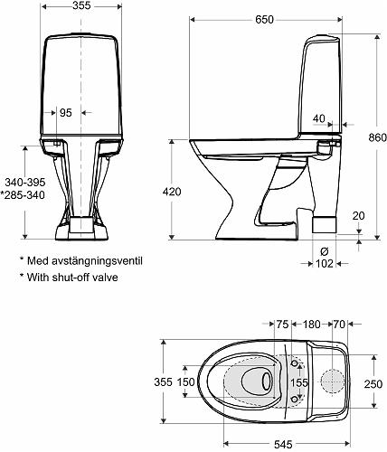 Ifö Spira gulvtoilet 6270 m/Rimfree og Ifø clean - Med åben S-lås