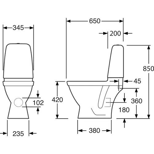 Gustavsberg 6500 Pacific toilet m/P-lås
