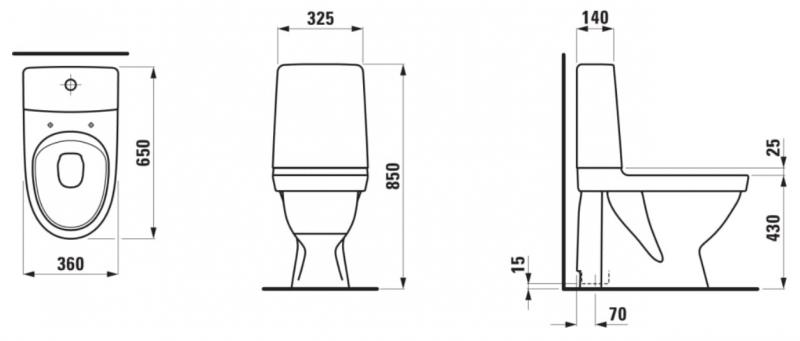 Laufen Kompas Rimless toilet med skjult S-lås - limning