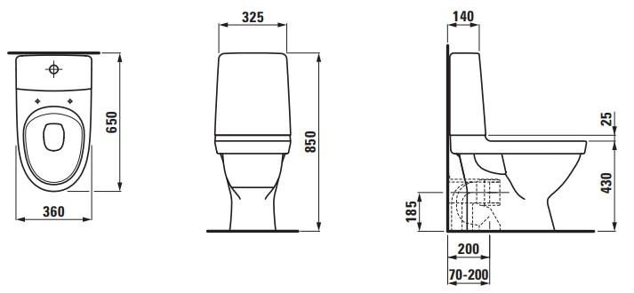 Laufen Kompas Rimless toilet m/P-lås og LCC - Limning