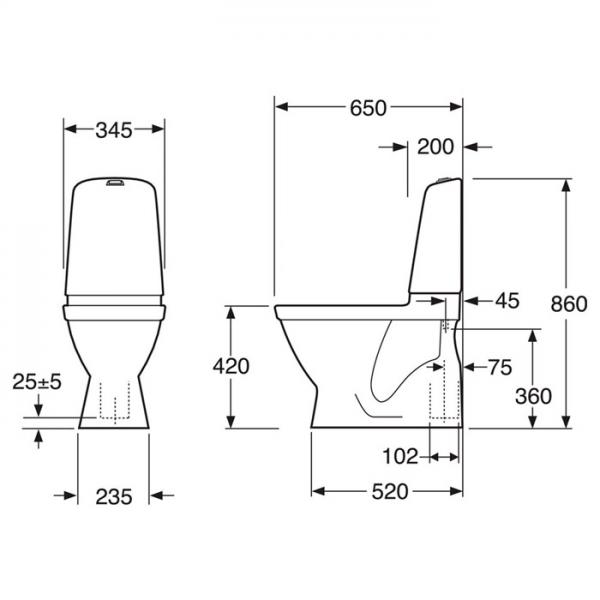Gustavsberg 5600 Classic toilet m/skjult S-lås Gustavsberg 5600 Classic toilet m/skjult S-lås