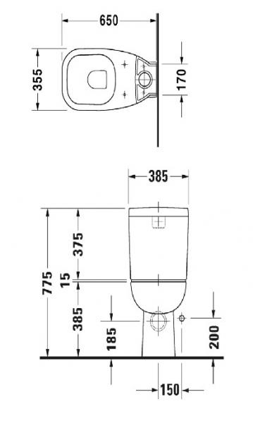 Duravit D-code toilet - Uden cisterne