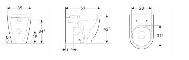 Geberit Acanto back to wall toilet, forhøjet - Hvid