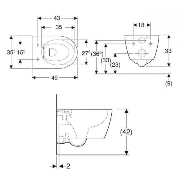 Geberit iCon kompakt v&aelig;gh&aelig;ngt toilet m/KeraTect