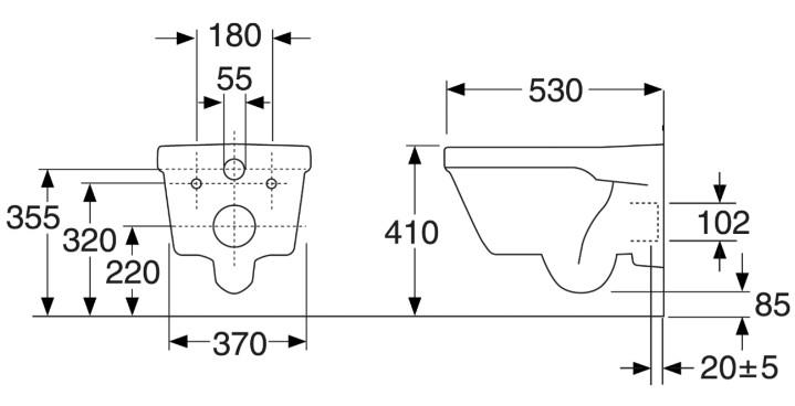 Gustavsberg Hygienic Flush hængeskål u/skyllerand