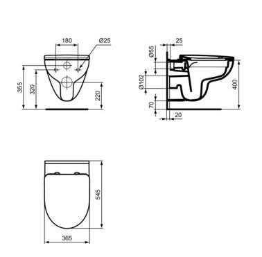 Ideal Standard i-life A vægtoilet m/Rimless+ og sæde m. softclose og Easy LiftOff