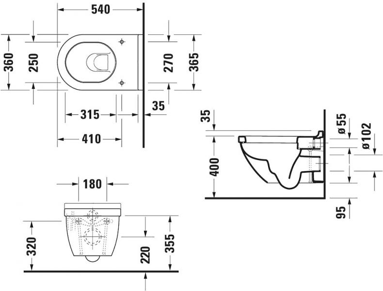 Duravit Starck 3 Rimless hængeskål m/wondergliss