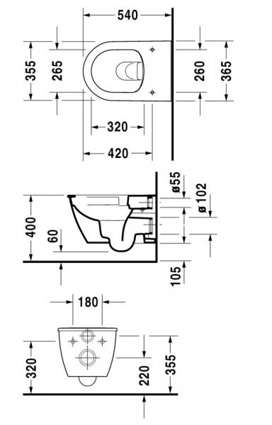 Duravit Darling New Rimless vægtoilet m/wondergliss