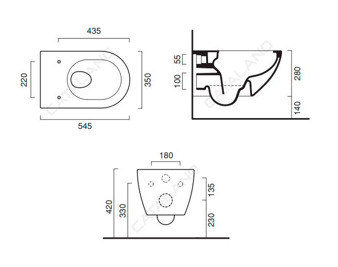 Catalano Sfera 54 vægtoilet m/Newflush, rimless og Cataglaze+ - Skjult montering - Mat sort