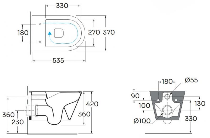 Lavabo Forma rimless væghængt toilet inkl. sæde og Vortex skyl - Mat sort Lavabo Forma rimless væghængt toilet inkl. sæde og Vortex skyl - Mat sort