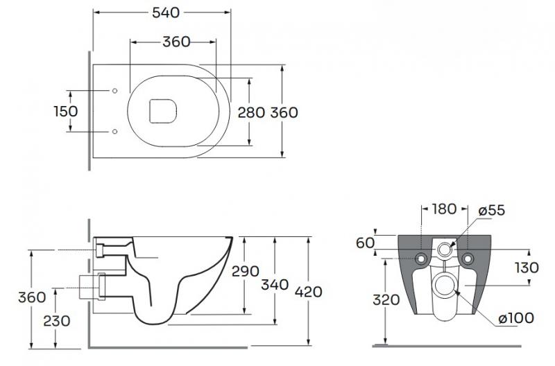 Lavabo Comoda rimless væghængt toilet inkl. EasyClean og sæde m/soft-close og quick release - Mat sort Lavabo Comoda rimless væghængt toilet inkl. EasyClean og sæde m/soft-close og quick release - Mat sort