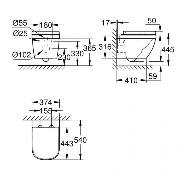 Grohe Euro Ceramic væghængt toilet inkl. sæde m/soft close