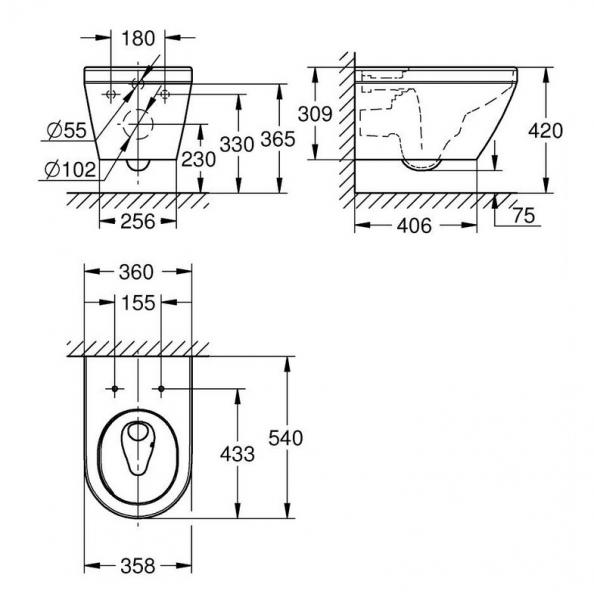 Grohe Euro rimless væghængt toilet m/TripleVortex og HyperClean Grohe Euro rimless væghængt toilet m/TripleVortex og HyperClean