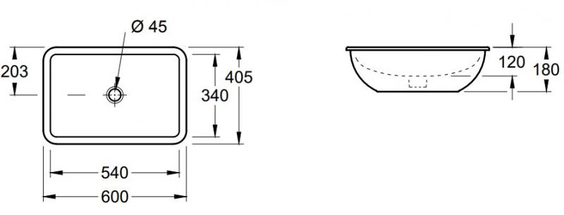 V&B Loop & Friend 54 håndvask t/underlimning - Ceramic+