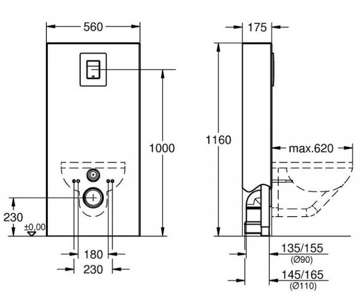 Grohe Solido Monobloc cisterne til væghængt skål - Slate Grey