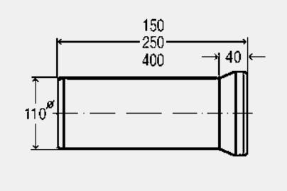 Toilet tilslutning lige 150mm