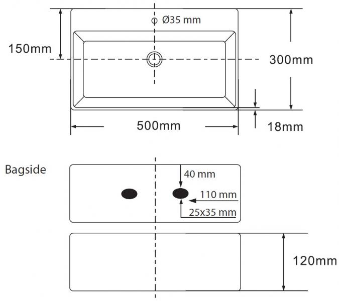 Lavabo Boxo 1080 SLIM 50 håndvask t/væg eller bord - 1 hanehul - Mat sort
