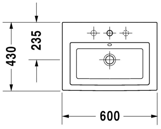 Duravit 2nd floor 60 håndvask t/nedfældning