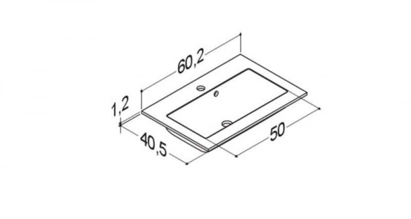 Dansani Shape Solid 60 møbelvask - 1 hanehul - Hvid mat