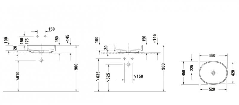 Duravit Balcoon 55 fritst&aring;ende bowlevask - Uden hanehul - Ler Terra - DuraShield