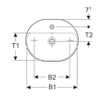 Geberit Variform 50 fritstående bowlevask ellipse - 1 hanehul